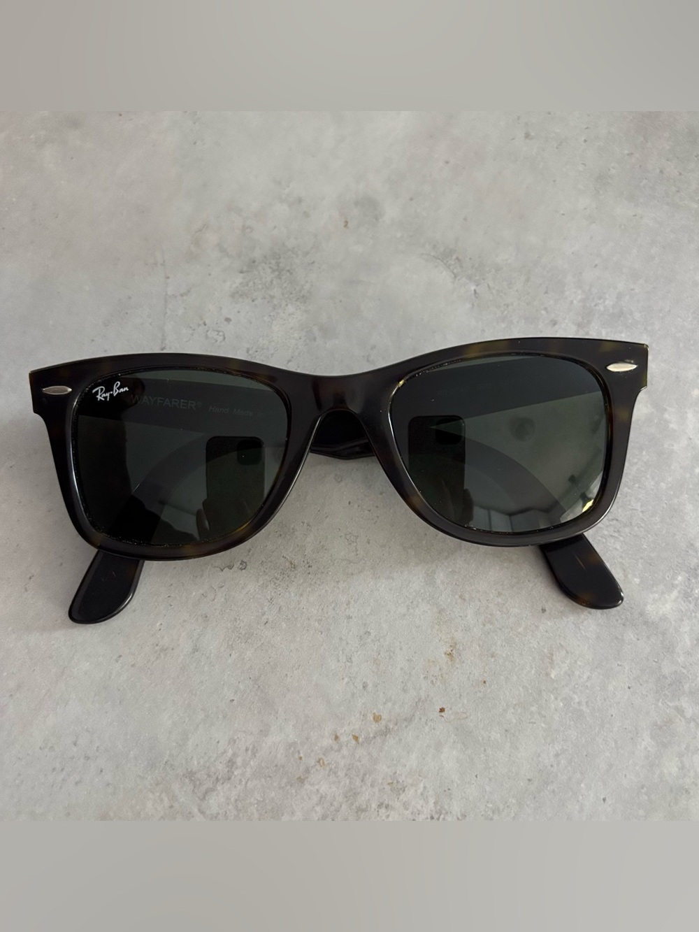 Ray-Ban Wayfarer Sunglasses in Tortoiseshell with Dark Green Lenses